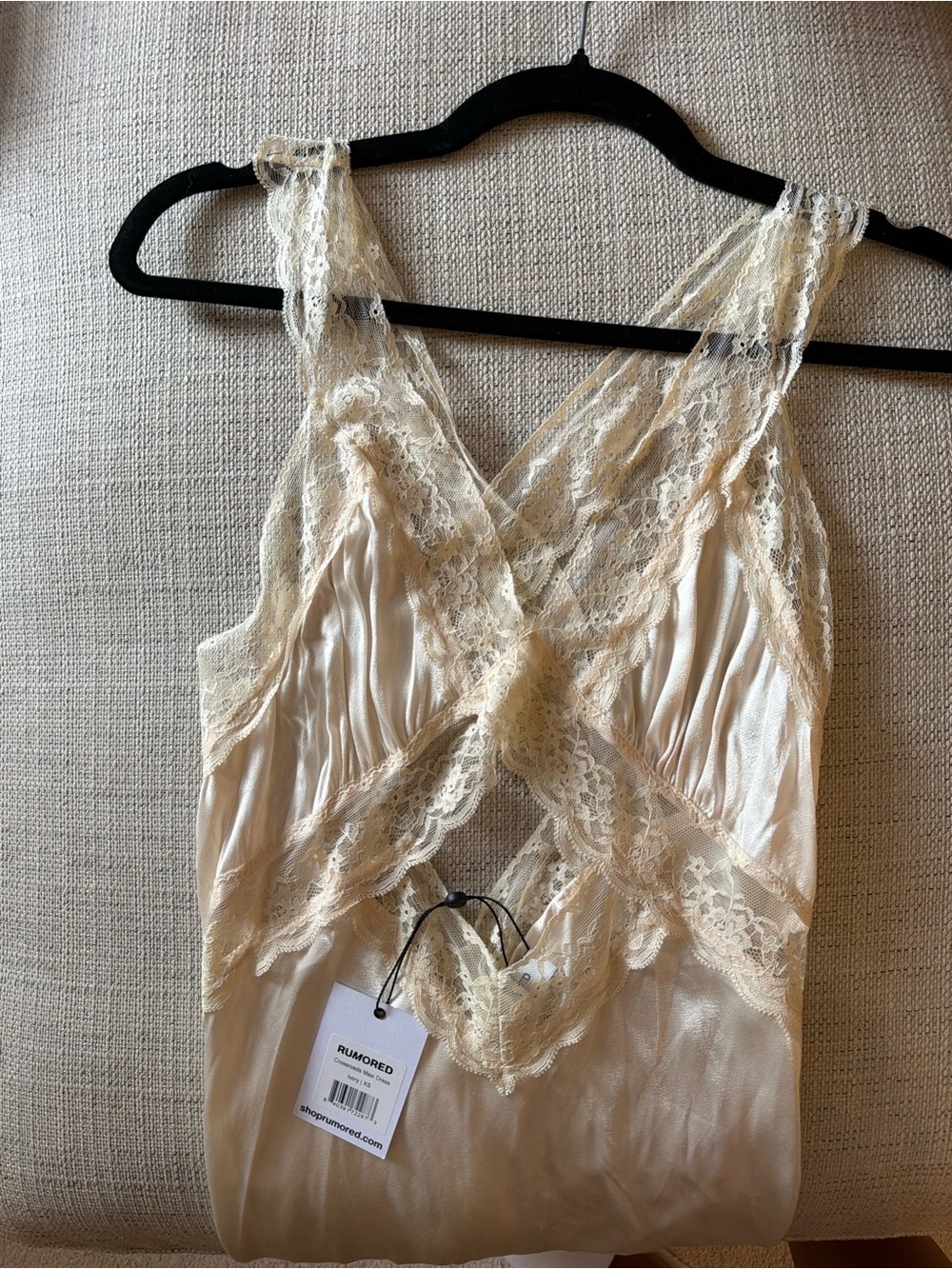 Crossroads Maxi Dress Lace-Trim Satin Slip Dress in Ivory - Picture 8 of 9